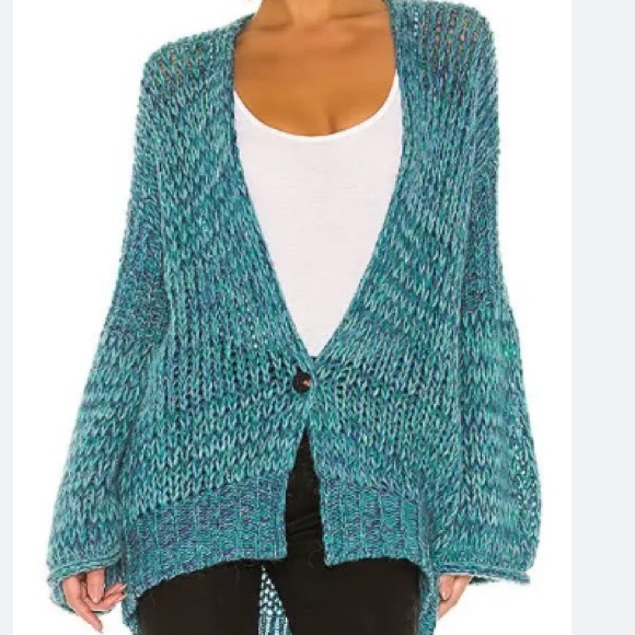 Free People Home Town Cardigan Arctic Combo Blue - Picture 2 of 4